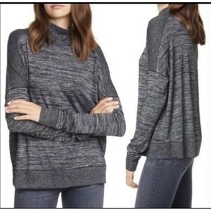 Rag & Bone Sweater Cowl Neck Black Heather Small Lagenlook Box Cut Women's